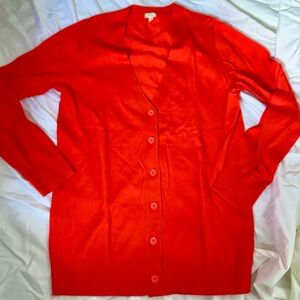 100% Merino Wool J. Crew Factory Cardigan - Red Orange